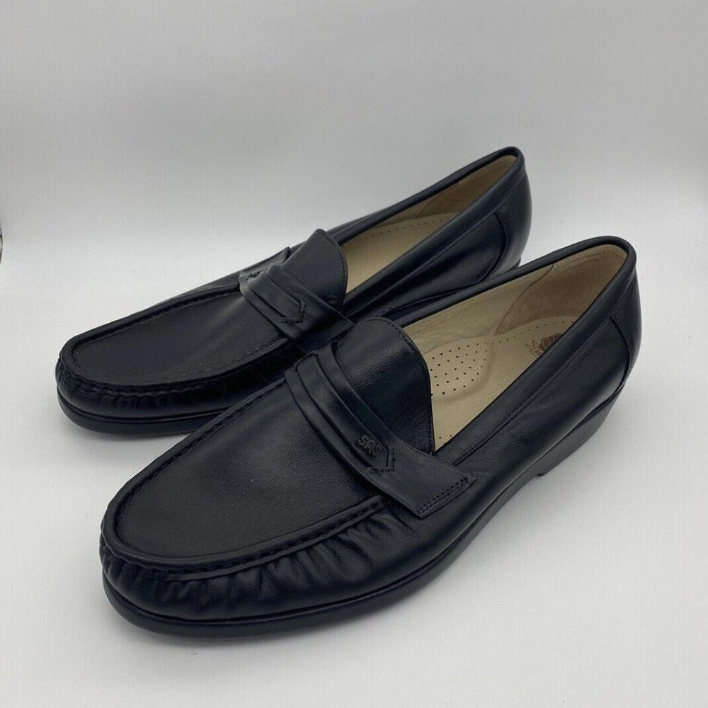 SAS Ace Loafers Dress Shoes Mens Sz 11.5 N Black Genuine Leather Slip On Comfort